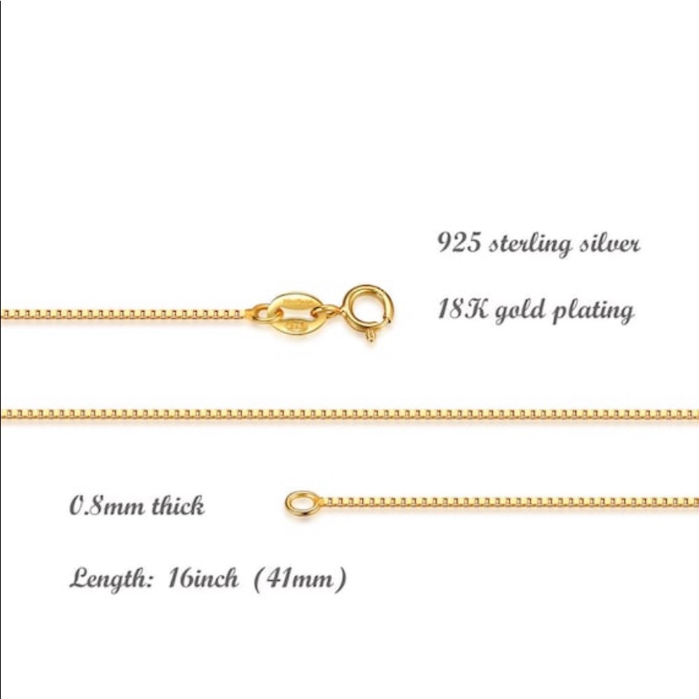14K Plating Gold Box Chain Necklace,16" Inch,0.8mm Thick,Real Gold Plating Chain